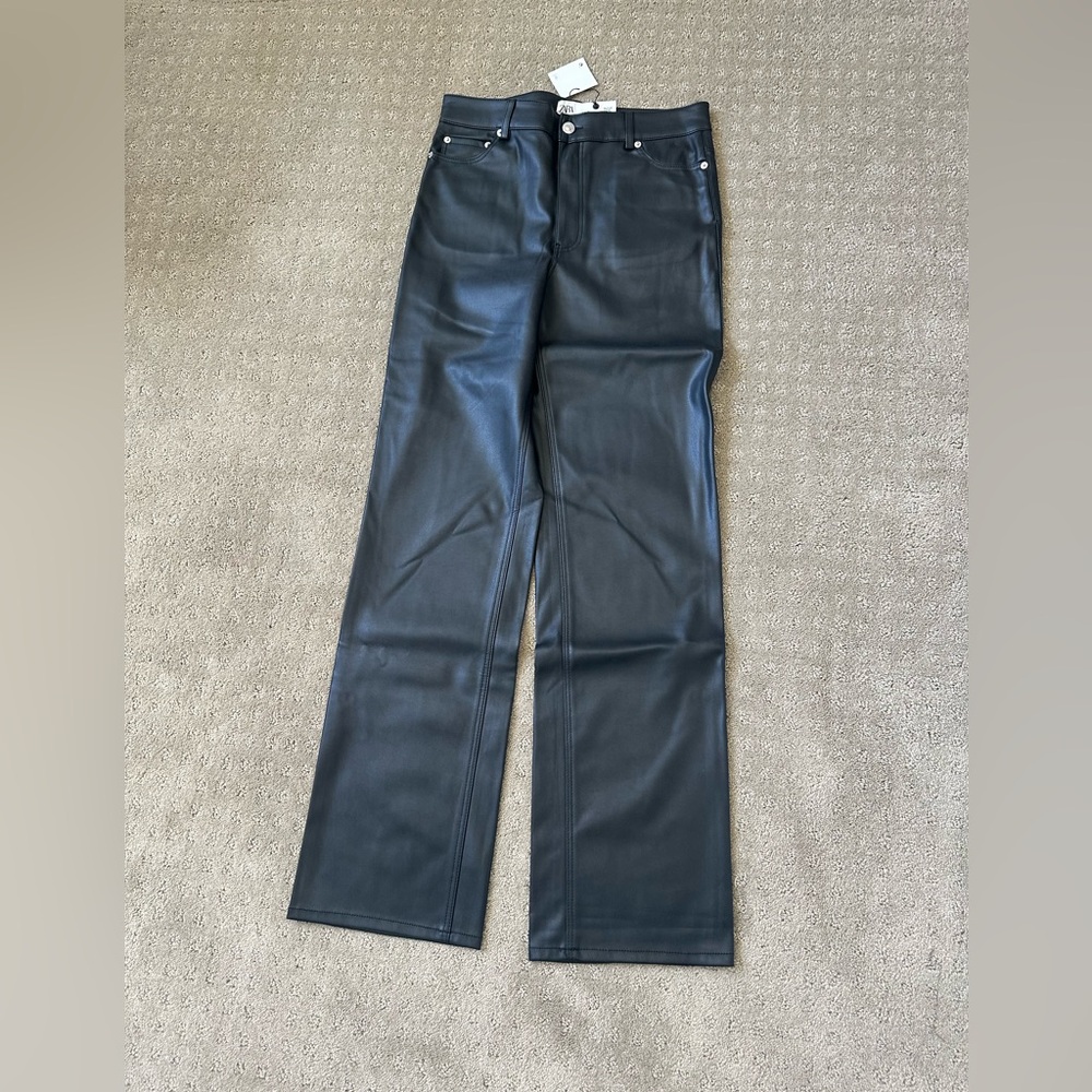 Zara Black Faux Leather Pants